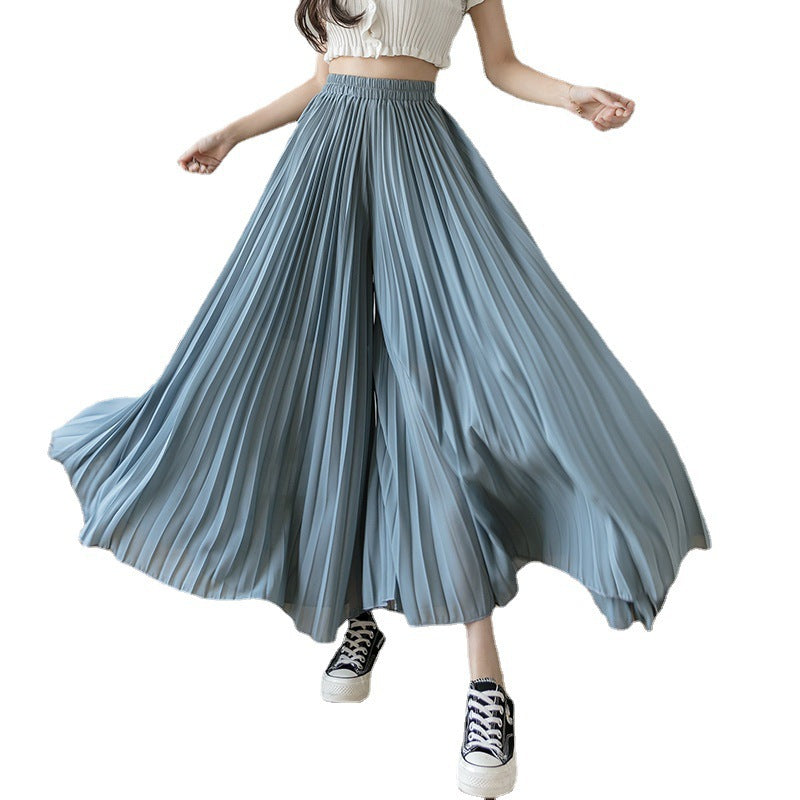 Loose-fitting Pleated Chiffon Wide-leg Women's High Waist Straight Skirt Pants