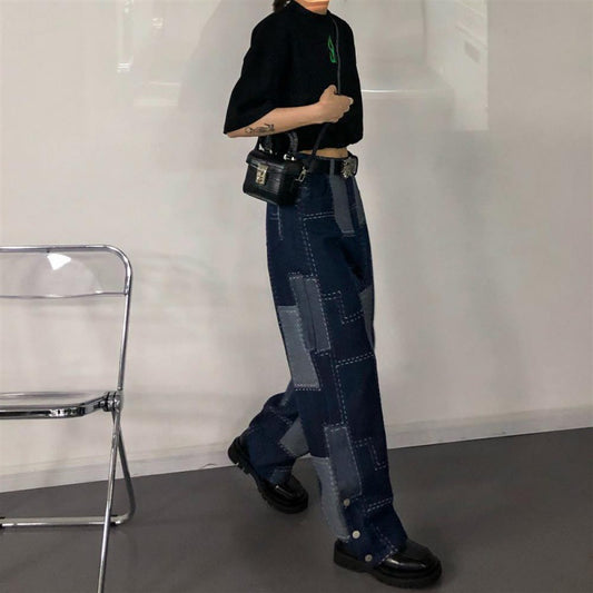 Løse Plaid Jeans til Kvinder i Store Størrelser