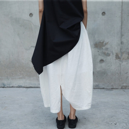 White Cotton Linen Pants Circular Linen Loose Casual Culotte