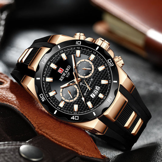 REWARD Mens Watch In Black And Gold With A Cool Design And Calendar Function