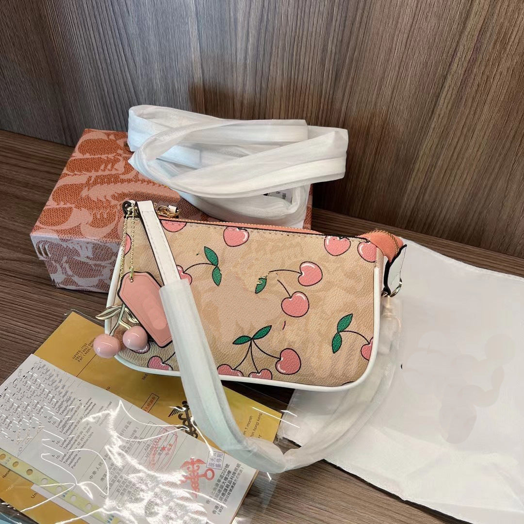 Cherry Pendant Underarm Printed Women's Shoulder Messenger Bag