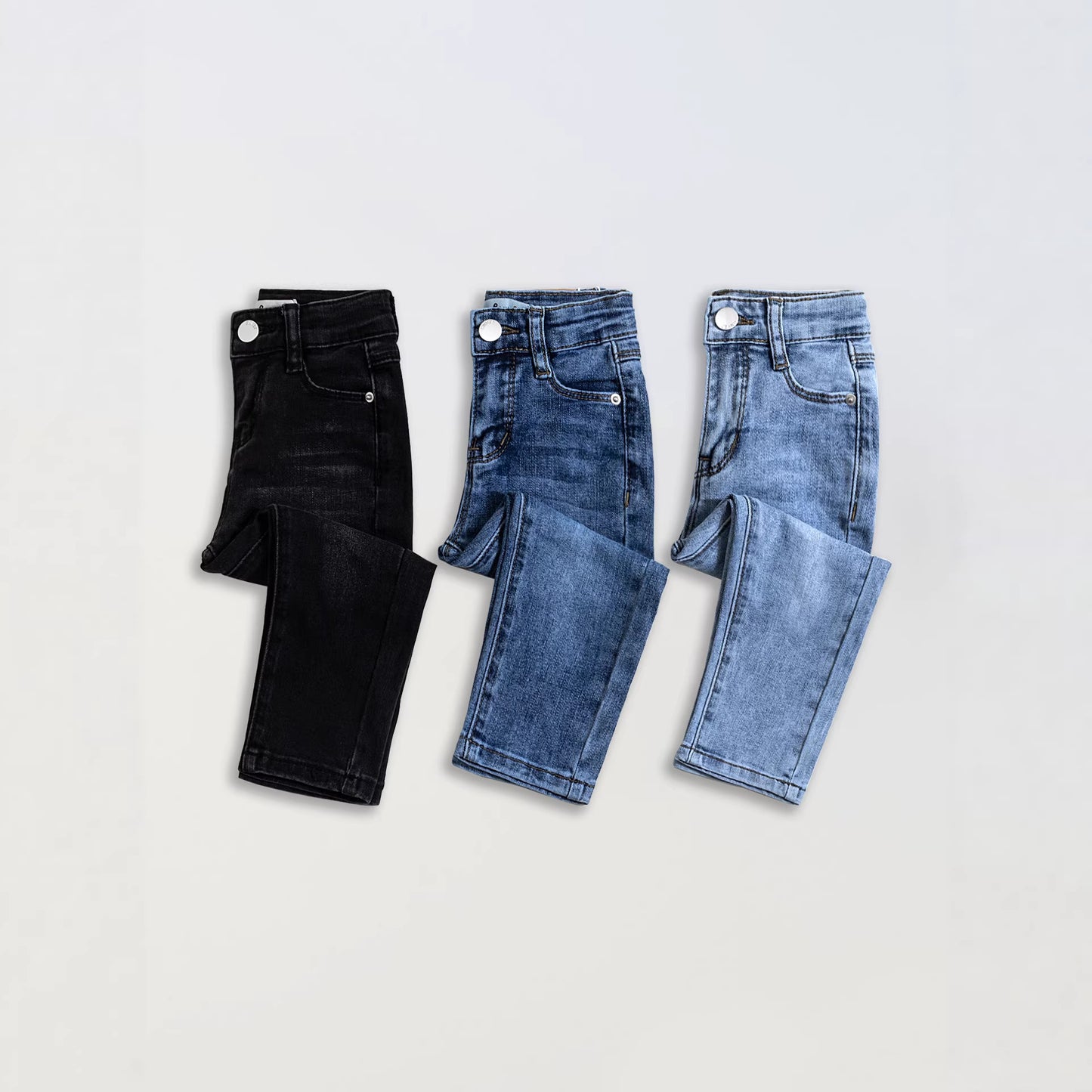 Basic-Style Girls Denim Stretch Trousers