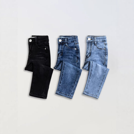 Basis-pige-denimbukser med stretch