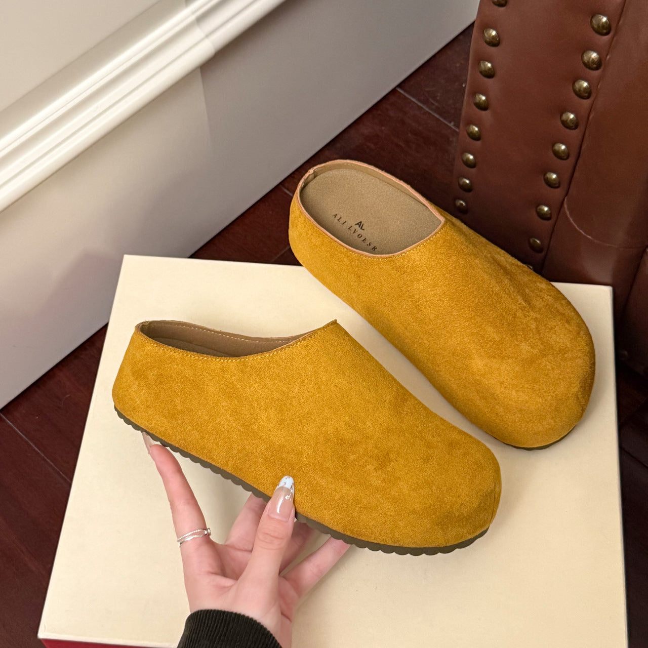 French-style Closed-toe Half-slippers For Women Suitable For Outdoor Wear