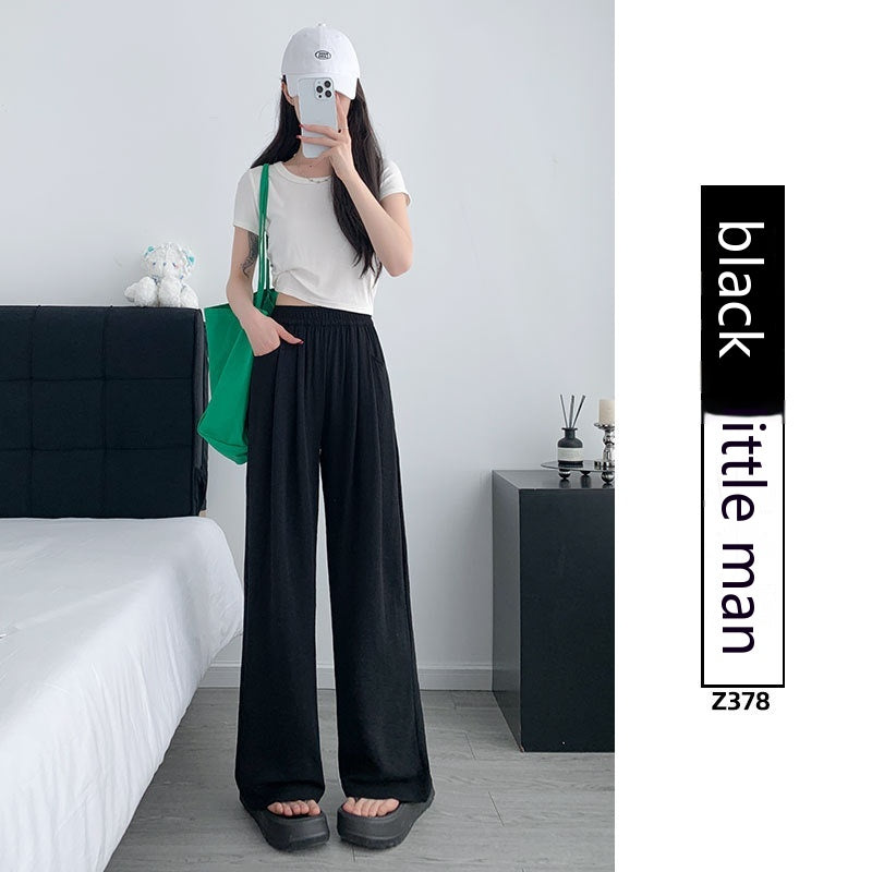 Ice Silk Wide-leg Women's Thin Straight Loose Casual Pants