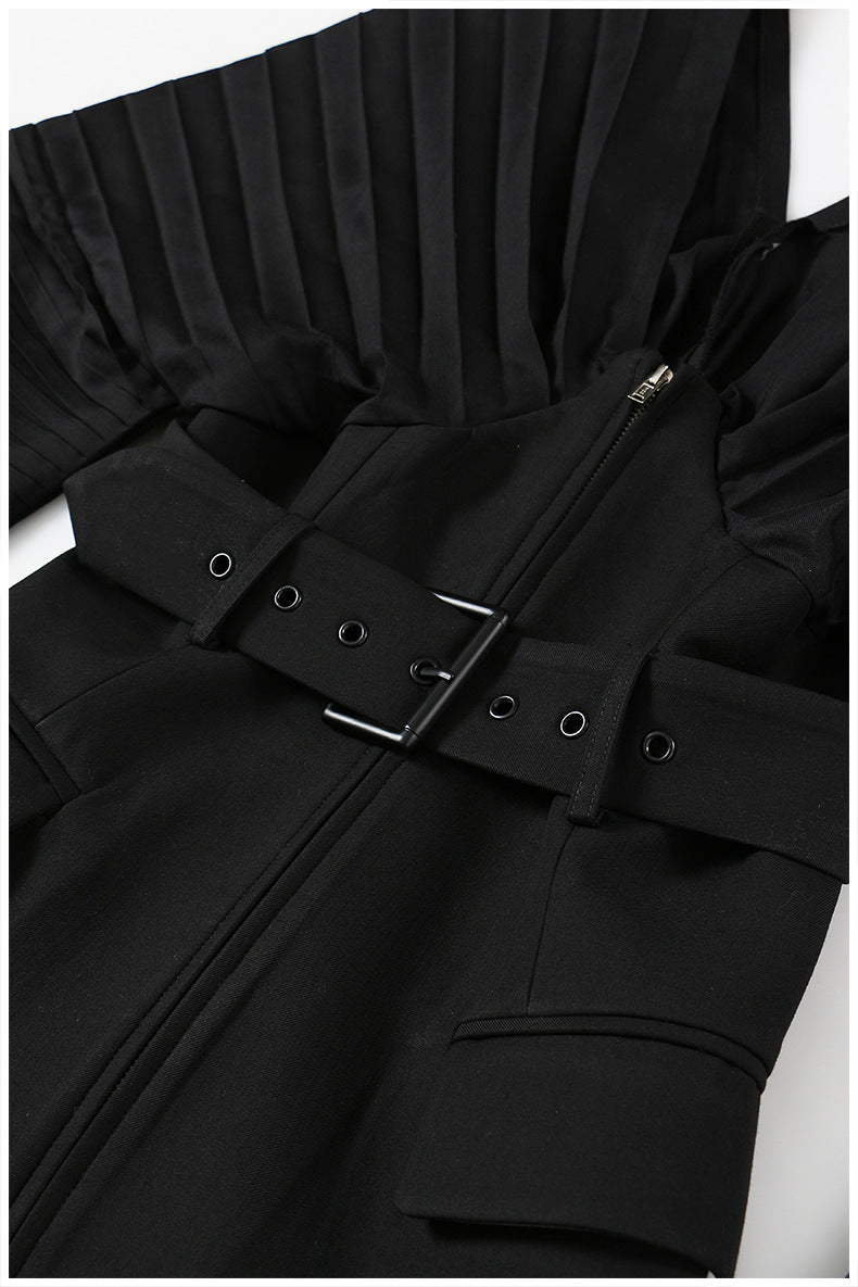 V-neck Heavy Industry Pleated Sleeve Top Waist Coat