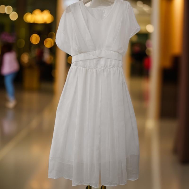 Fashionable V-Neck Solid Color Simple Chic Slimming Elegant Summer Dress