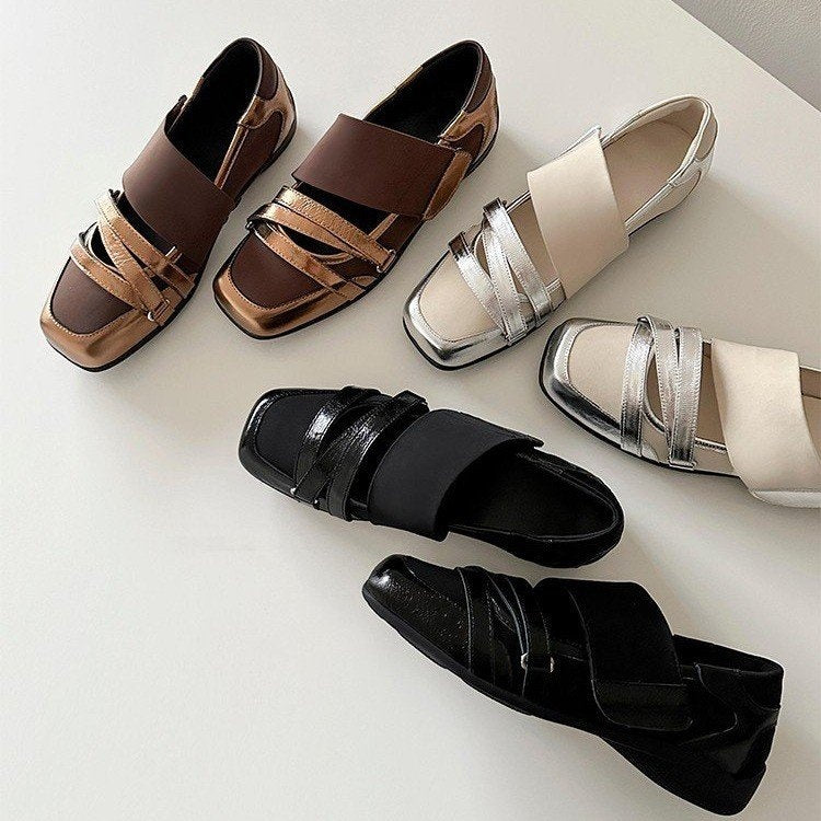 Franske Ballerinasko i Ægte Læder til Kvinder, Eksklusivt Niche-Design, Moderigtige Sporty Casual Pumps med Lavt Snit