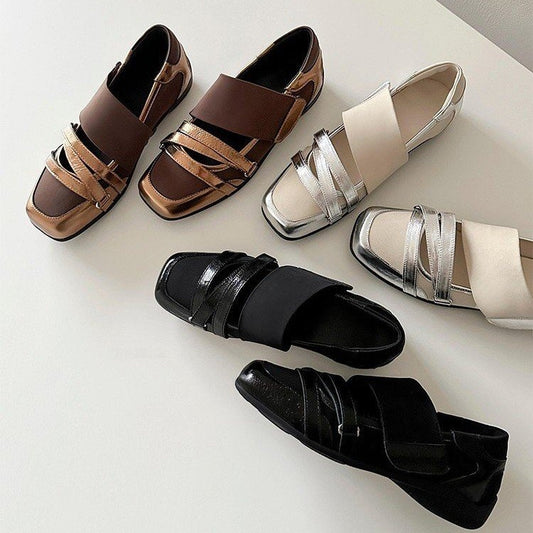 French Style Genuine Leather Ballet Flats For Women, Premium Niche Design, Fashionable Sporty Casual Pumps With Low-Cut Upper