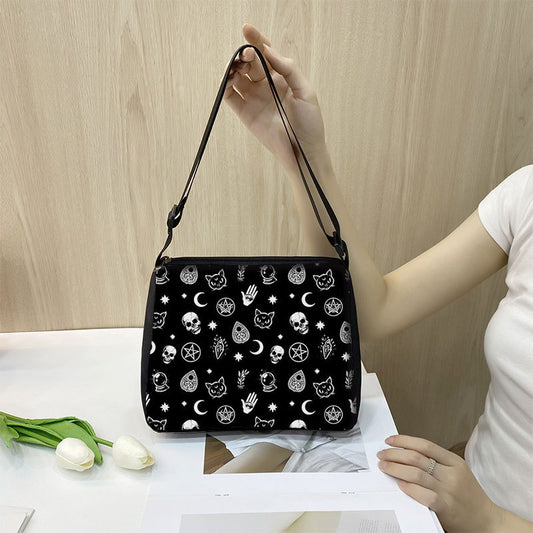 Fabriksdirekte Levering Polyester Underarms Taske Gotisk Katteprint Skuldertaske Enkel Dame Modetaske