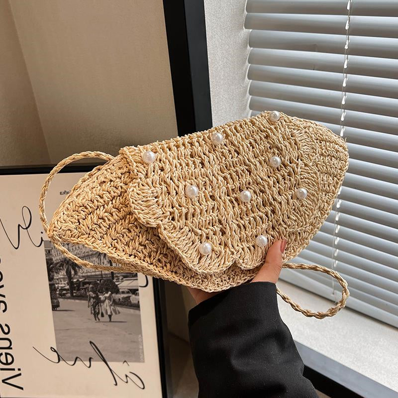 Women's Flower Shell Pearl Hand Satchel