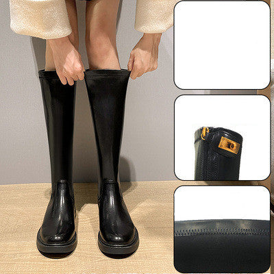 Fashion Ladies Brown Long Barrel Plus Size Knight Boots