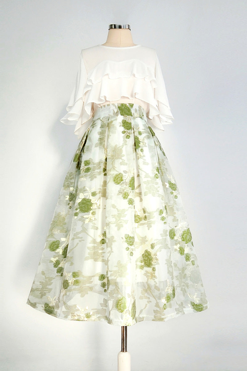 Original Design Embroidered High Waisted Skirt