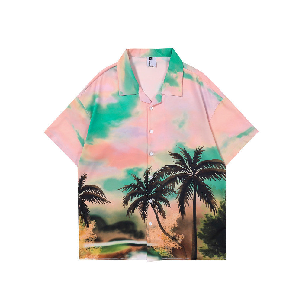 Coconut Landscape Full Print Short Sleeve Shirt Half Sleeve