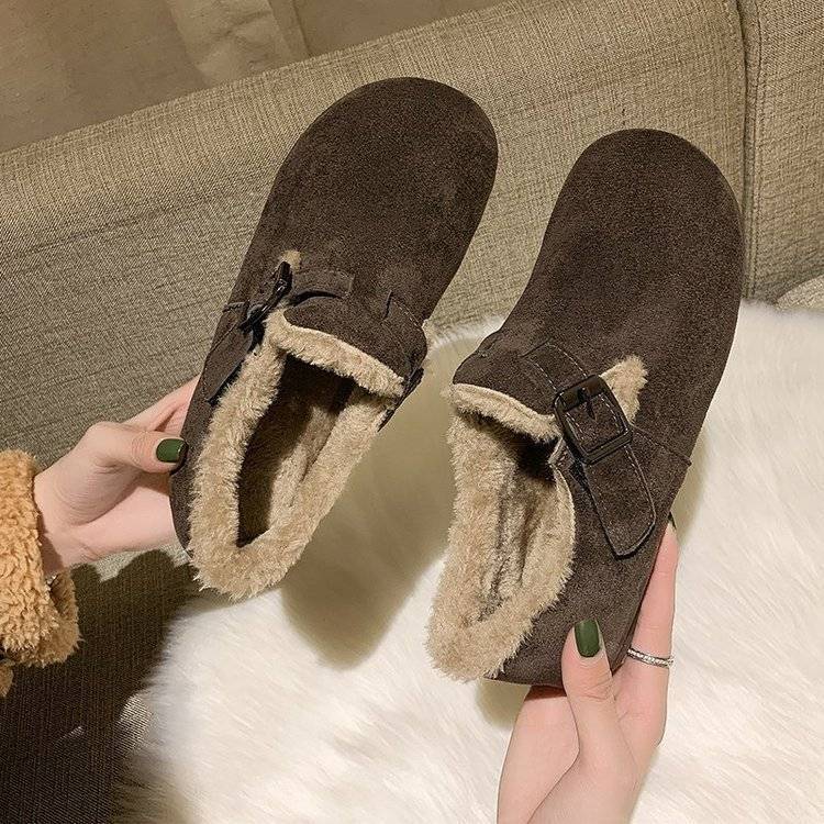 Color Soft Fur And Velvet Cotton Shoes