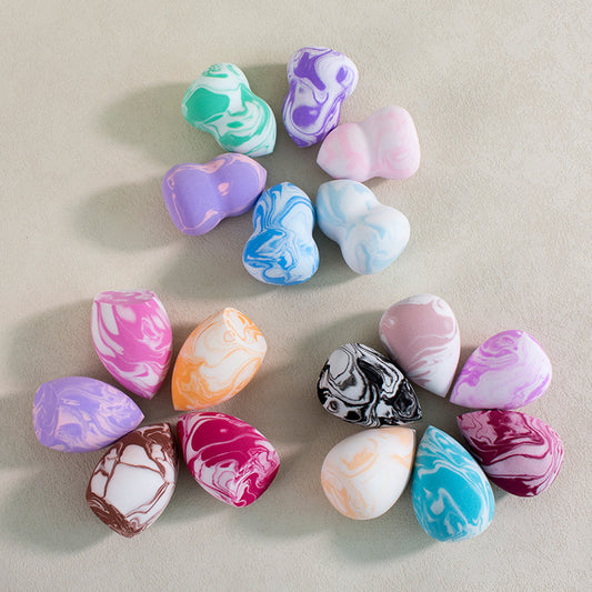 Waterdrop-shaped Beveled Two-tone Beauty Sponge