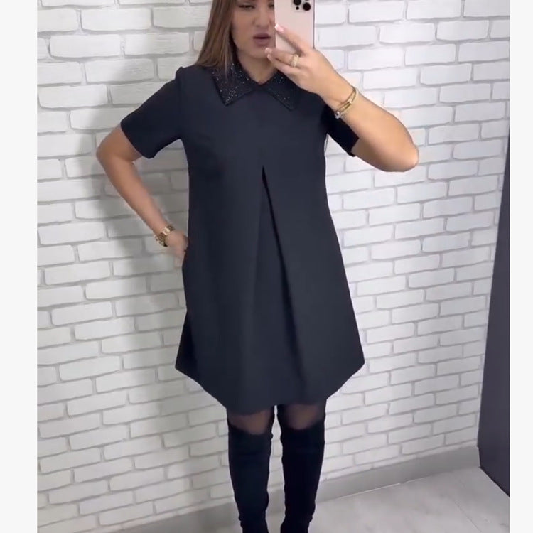 Womens Stylish Tailored Dress With A Lapel Collar
