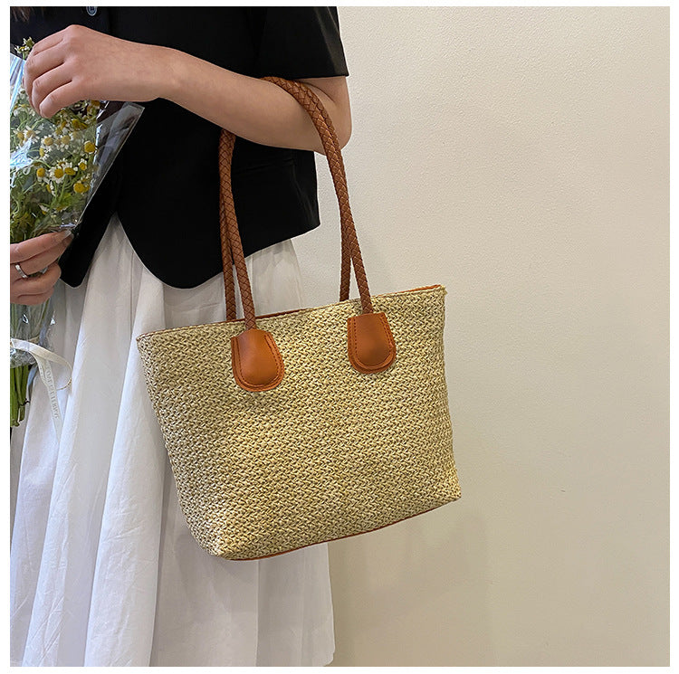 Braided Commuting Single Shoulder Tote Large Bag