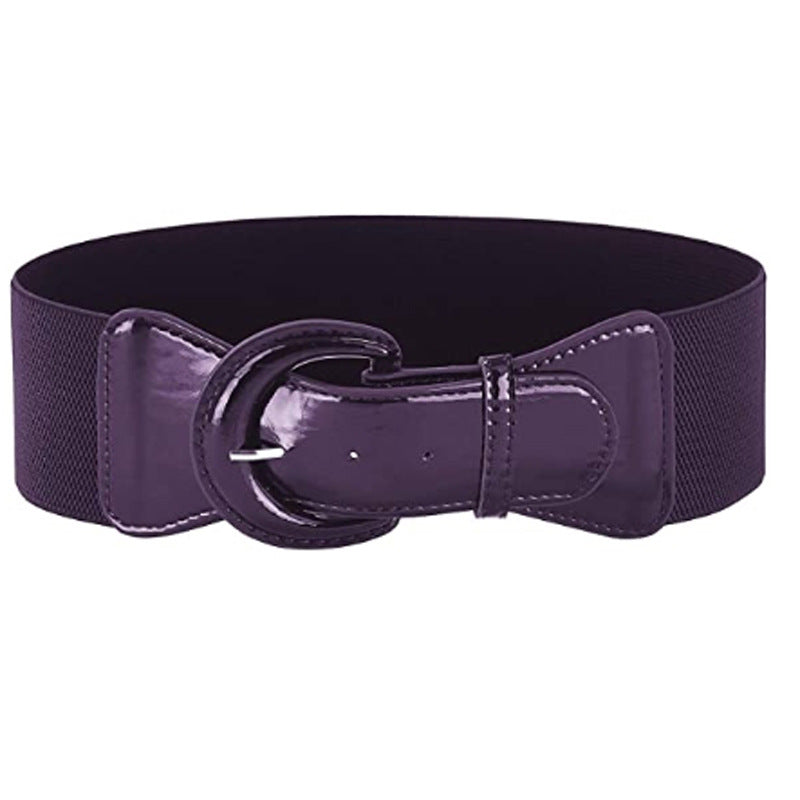 Women's Fashion Retro Solid Color Elastic Waistband