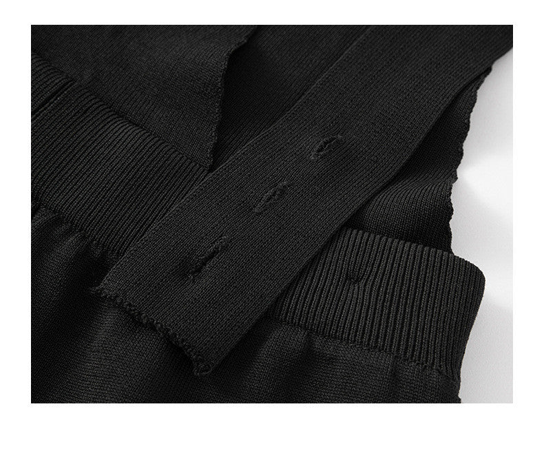 Sleeveless High Waist Strap Casual Knit Jumpsuit Autumn