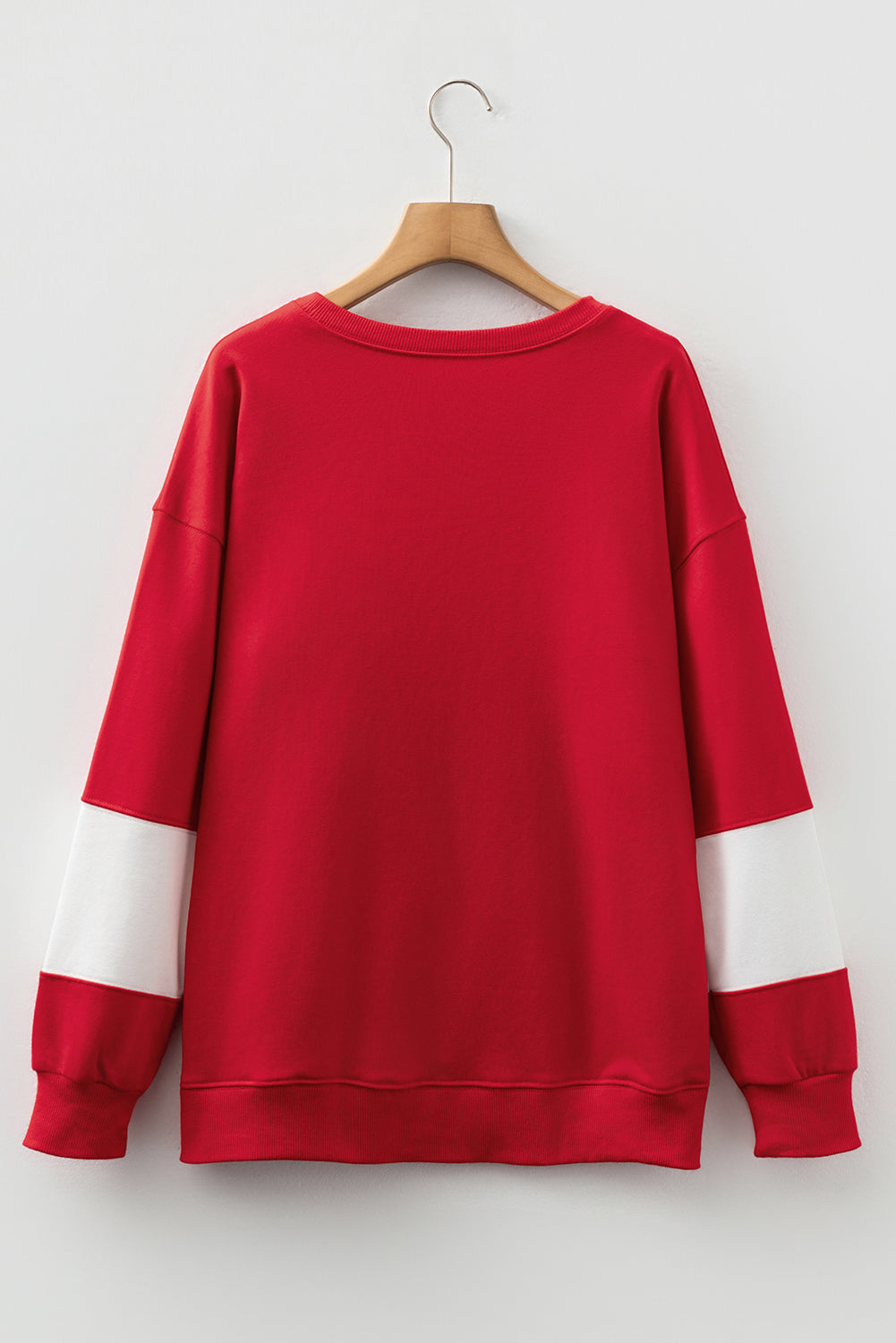 Løs Strikket Farveblok Sweater til Kvinder med Rund Hals