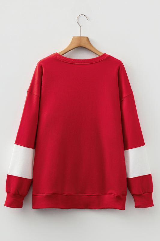 Løs Strikket Farveblok Sweater til Kvinder med Rund Hals