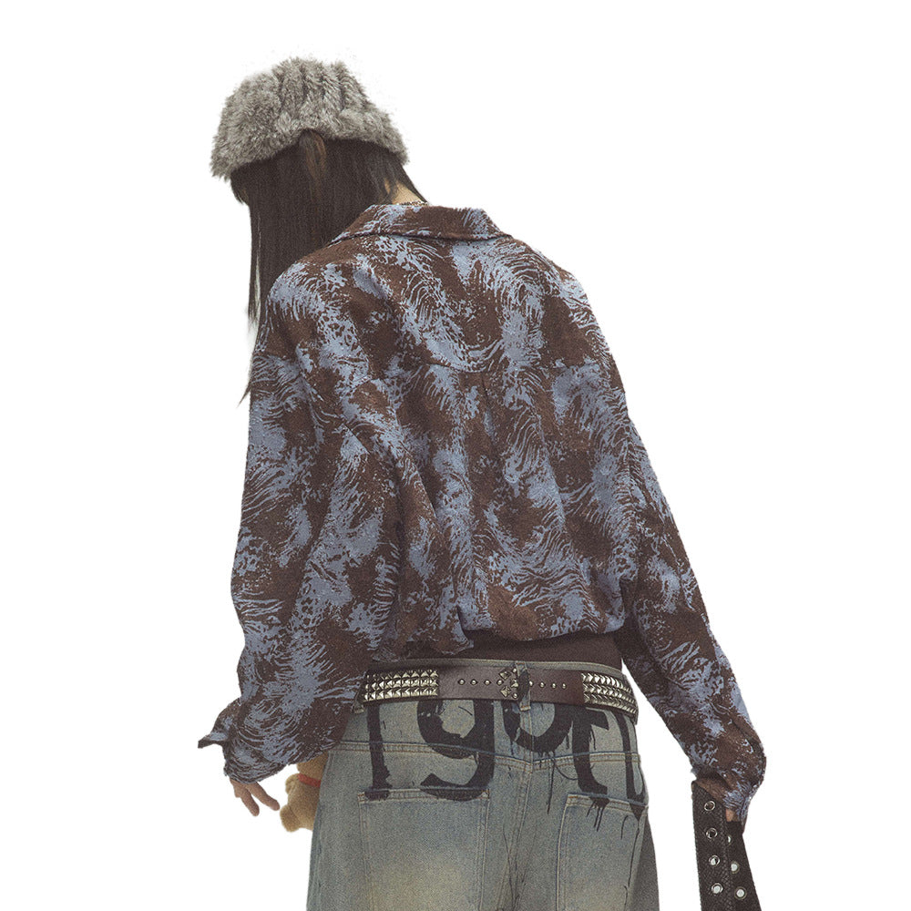 Ink Tie-dye Long Sleeve Loose Shirt Men
