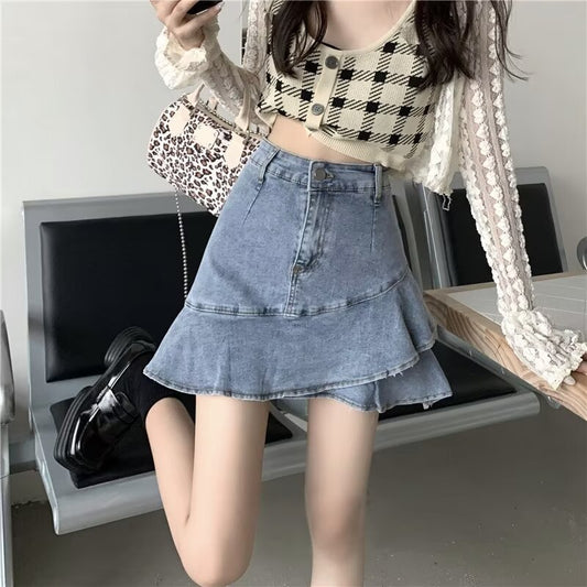 American-style Vintage Distressed High-waisted Jeans