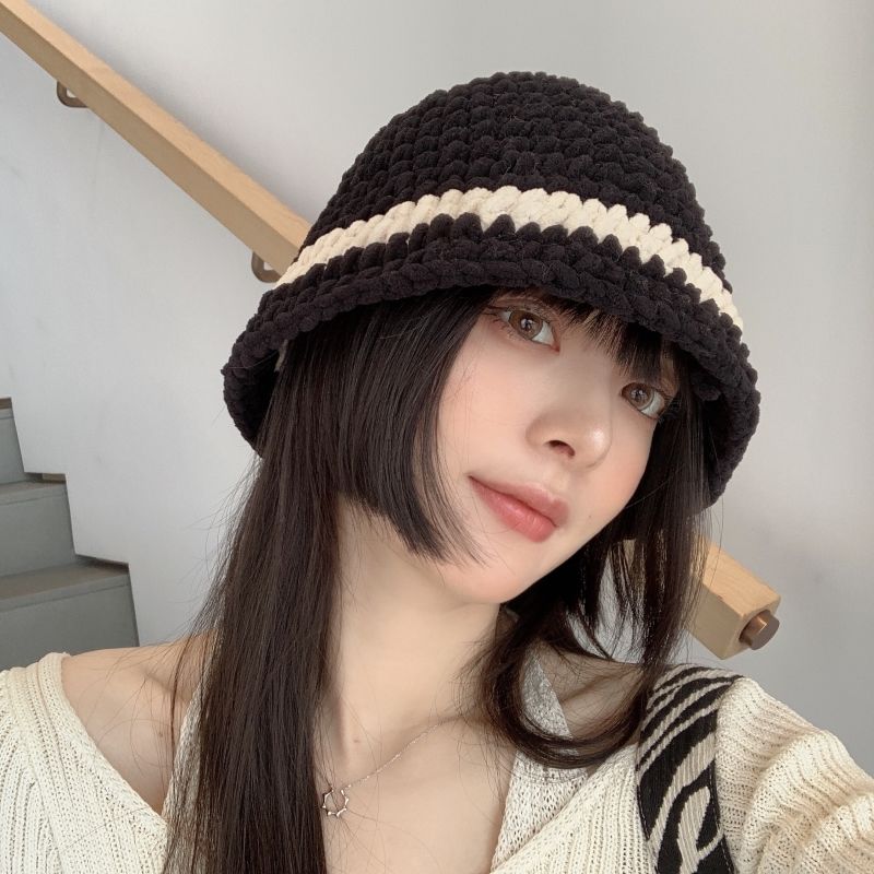 Women's Thick Wool All-match Large Head Circumference Sunshade Bucket Hat