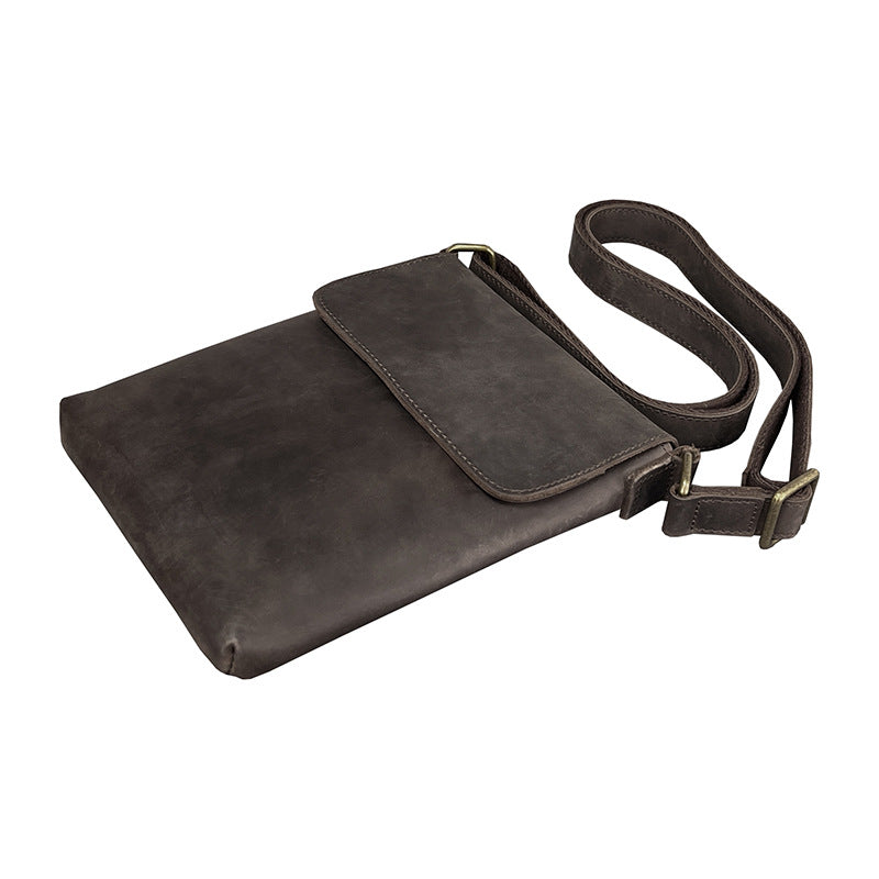Afslappet skuldertaske Crazy Horse læder crossbody rygsæk okselæder enkel iPad-taske til mænd