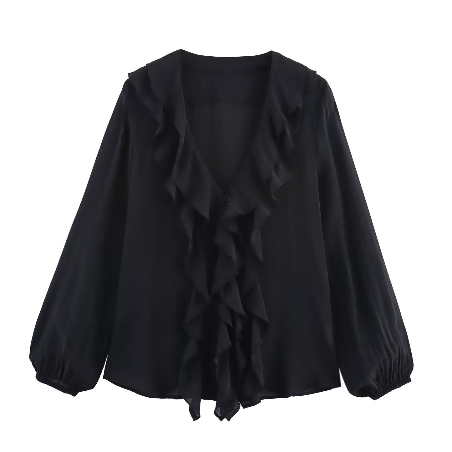 Summer Laminated Decoration Long Sleeve Shirt Top