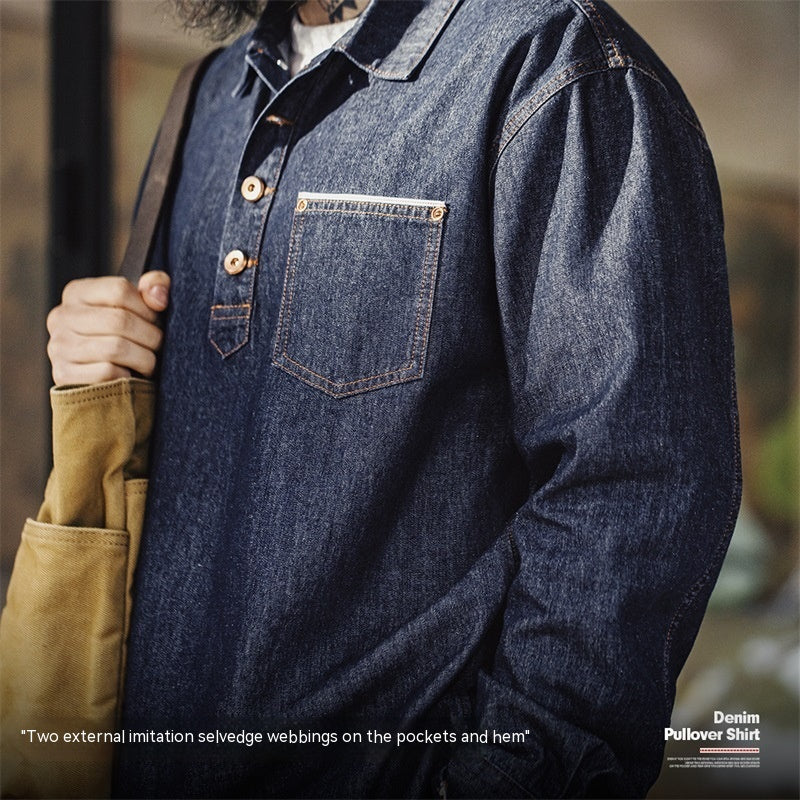 Men's American Retro Denim Denim Shirt