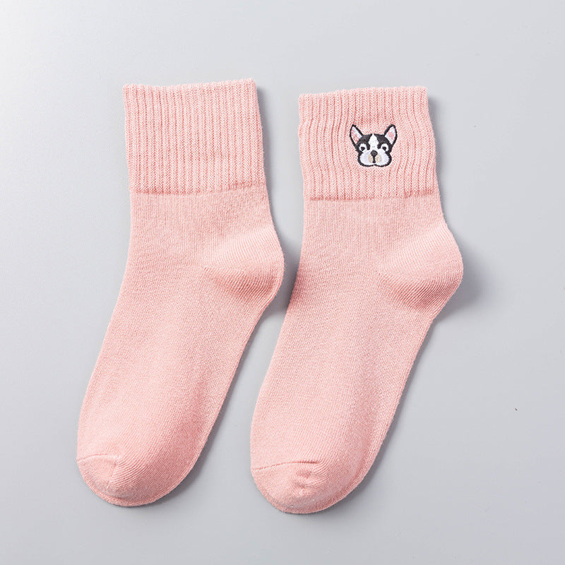Cartoon Embroidered  In Tube Socks