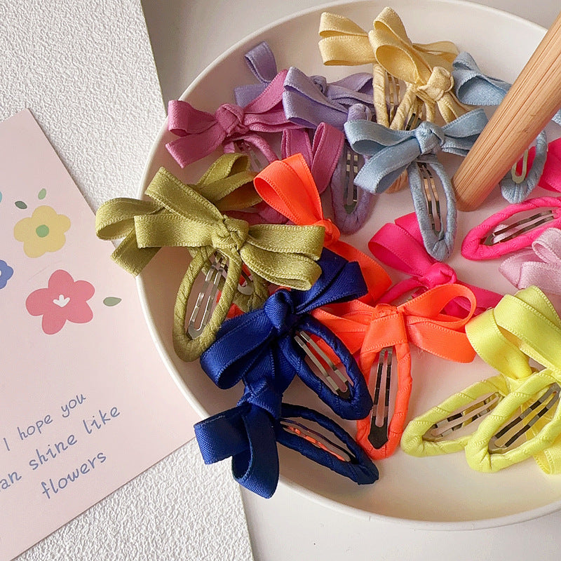 New Spring And Summer Candy Color Series Cotton Tape Bow Hair Accessories