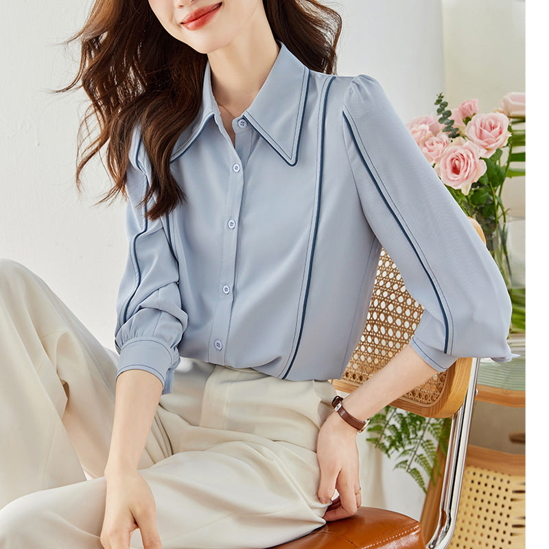 Rigtigt Skud Skjorte Kvinder Niche Efterår Ny Top Chiffon Plus Size