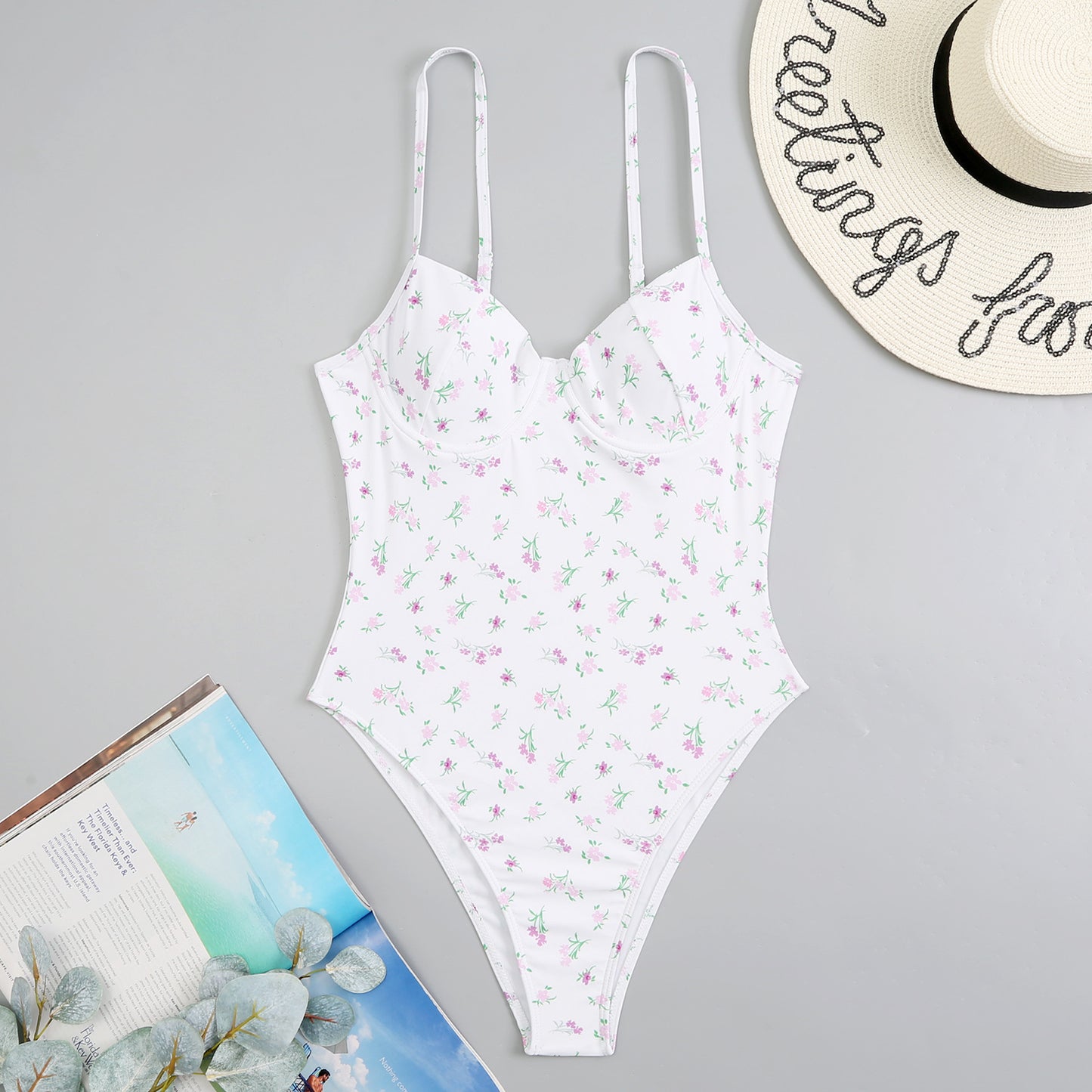 Women's Underwire Floral One Piece Swimsuit