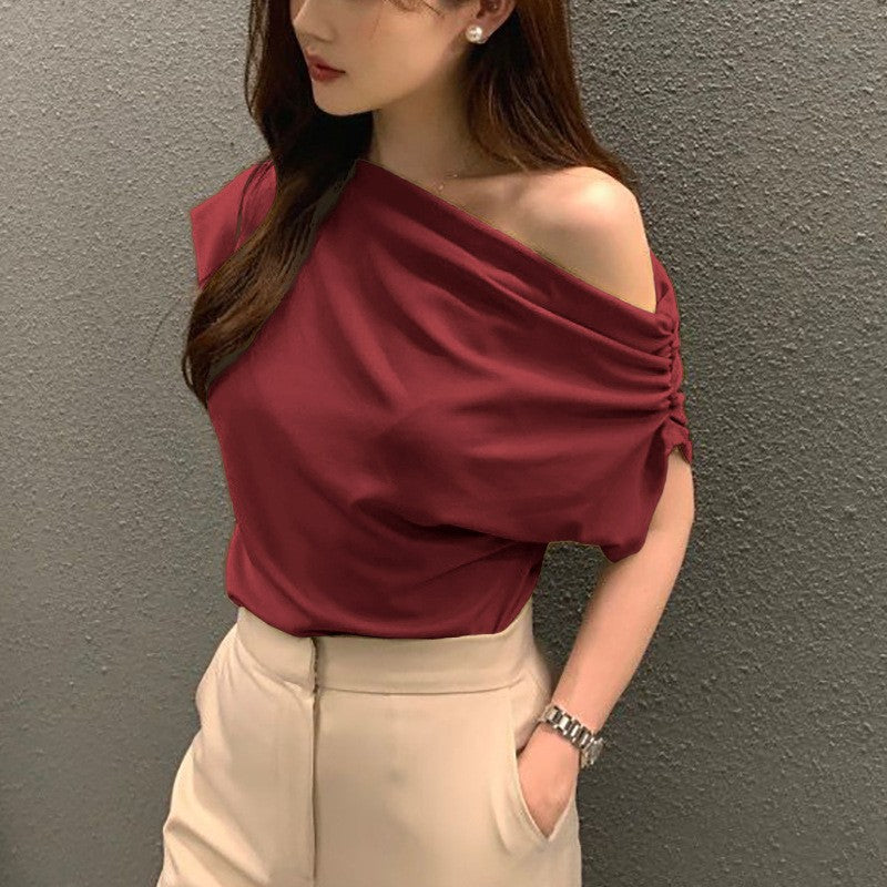 Summer New Niche Irregular Shoulder Design Sense
