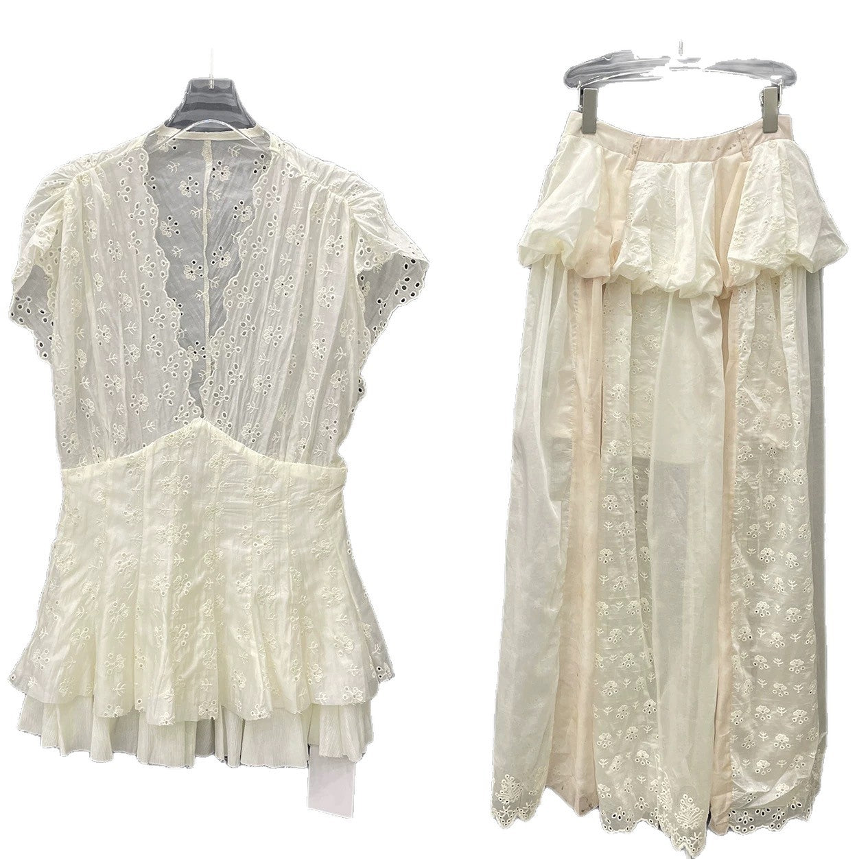 Summer New Jacquard Lace V-neck Shirt Skirt