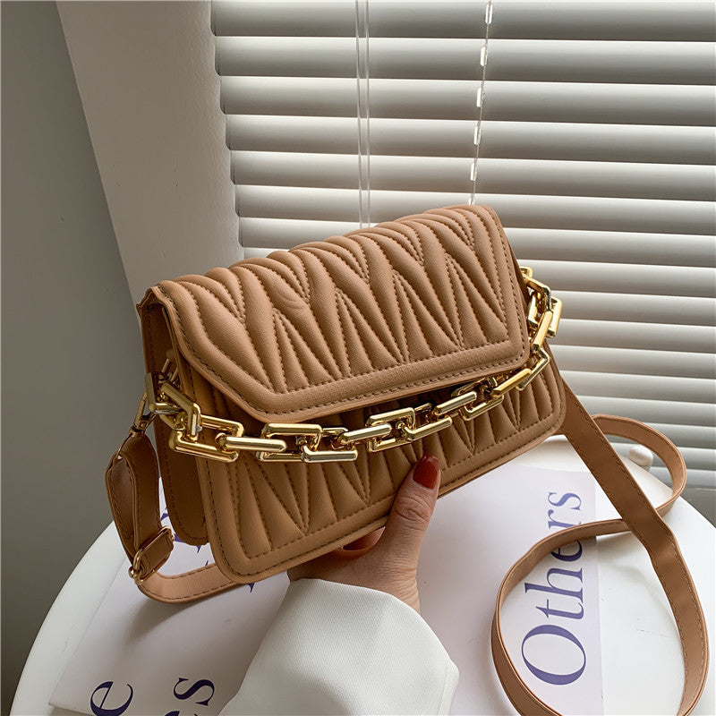 Hong Kong Style Retro Single Shoulder Bag Fashion Casual Messenger Texture Chain