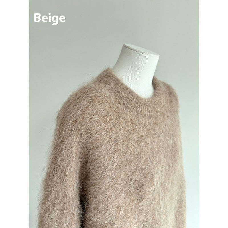 Autumn And Winter New Alpaca Round Neck Loose And Idle Knitted Sweater