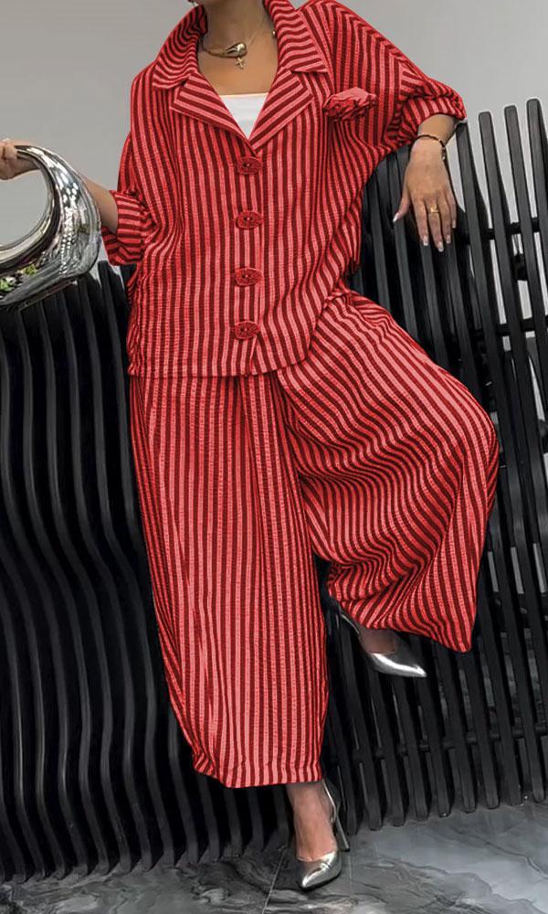 A Casual Set Of Loose Flower-striped Blazer With A Commuting Style