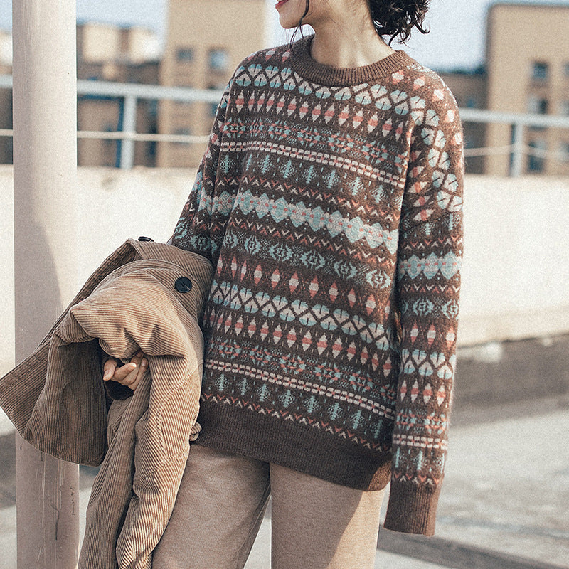 Women's New Loose Retro Ethnic Style Pullover