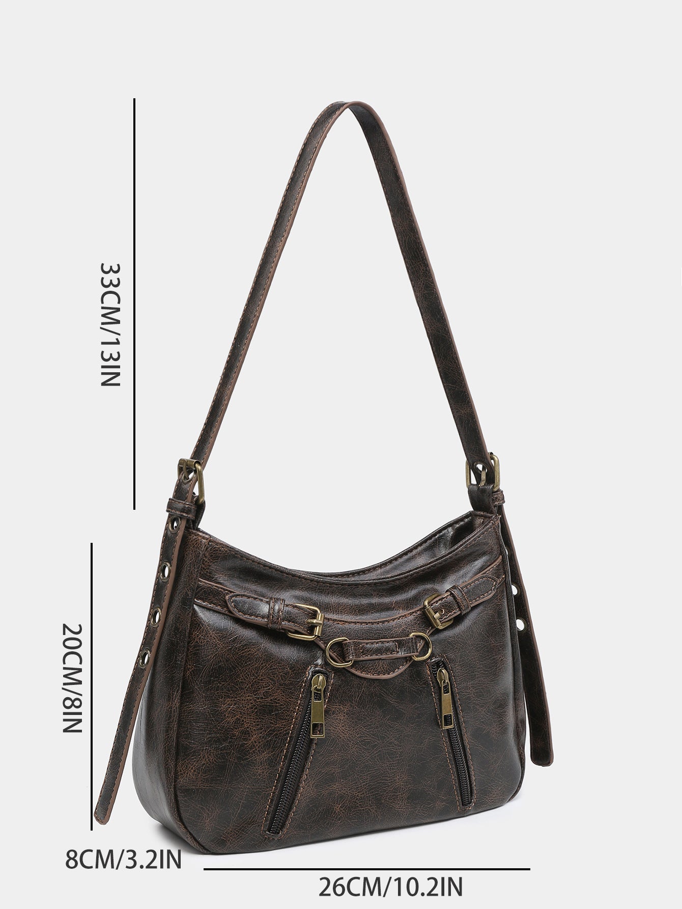 Spicy Girl Retro Style Two-tone Distressed Leather Shoulder Underarm Bag