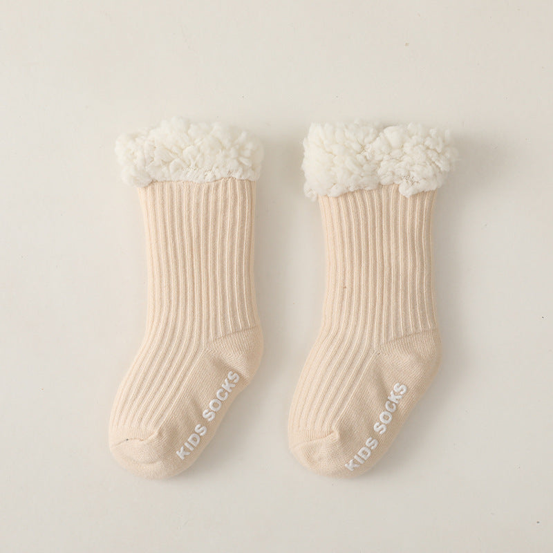 Super Thick Lamb Wool Children's Floor Socks Solid Color