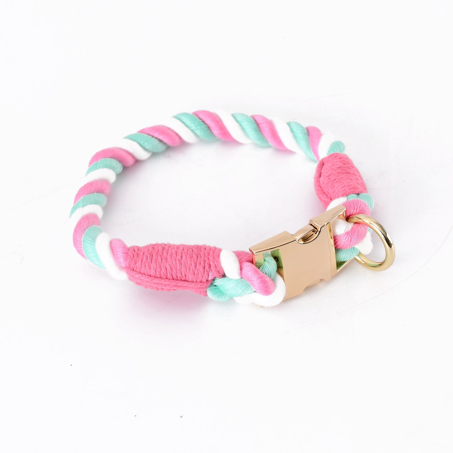 Woven Gradient Color Cotton String Dog Pet Traction Collar