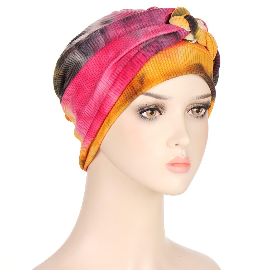 Women's Tie Dyed Multi-color Soft Headband And Hat