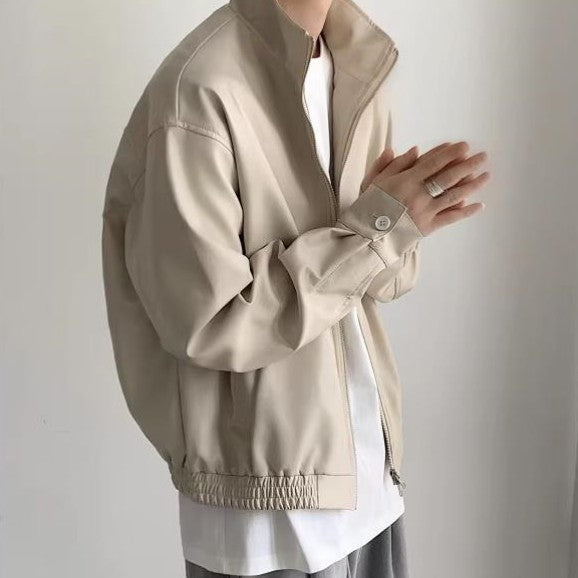 Fashion Profile Pu Jacket Men's Simple Clean Jacket