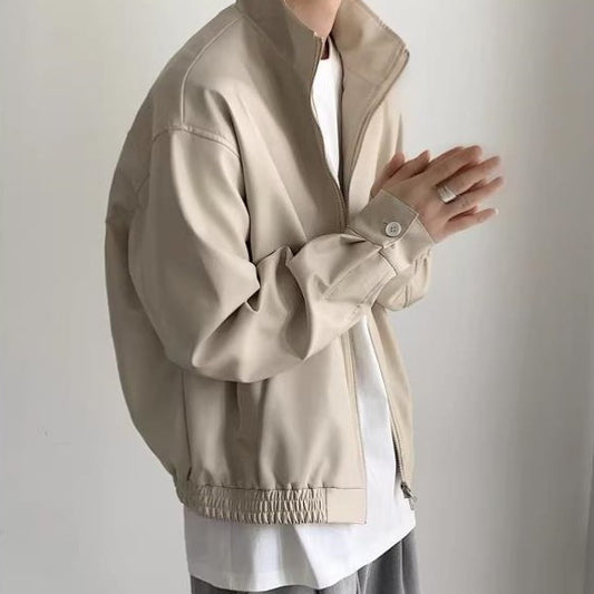Fashion Profile Pu Jacket Men's Simple Clean Jacket