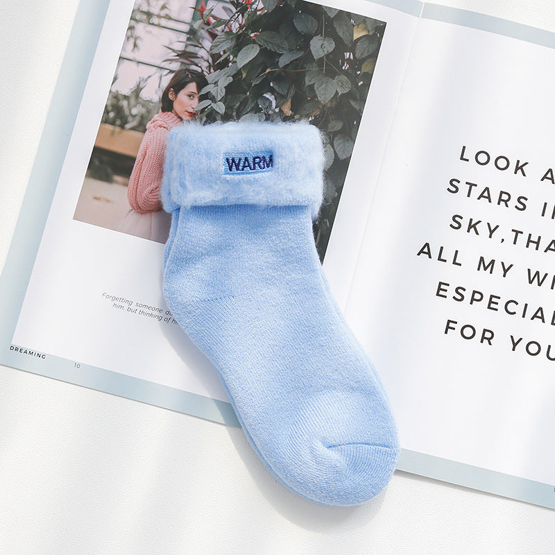 Women's Wholesale Brushed Thickened Wool Lining Room Socks