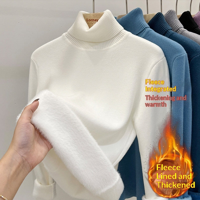 Womens Fleece-lined Turtleneck Base Sweater